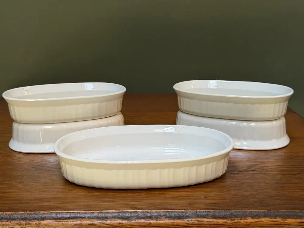 Set of 5 Vintage CorningWare French White Small Casserole Dishes F-15-B F-23-B